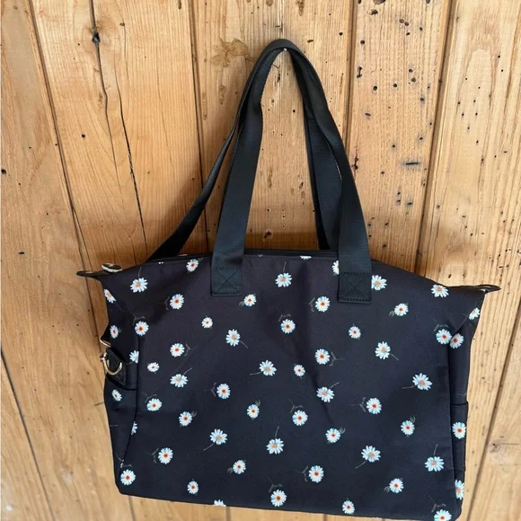 Alice and Olivia Daisy Print Duffel Tote Bag Black - Picture 6 of 13
